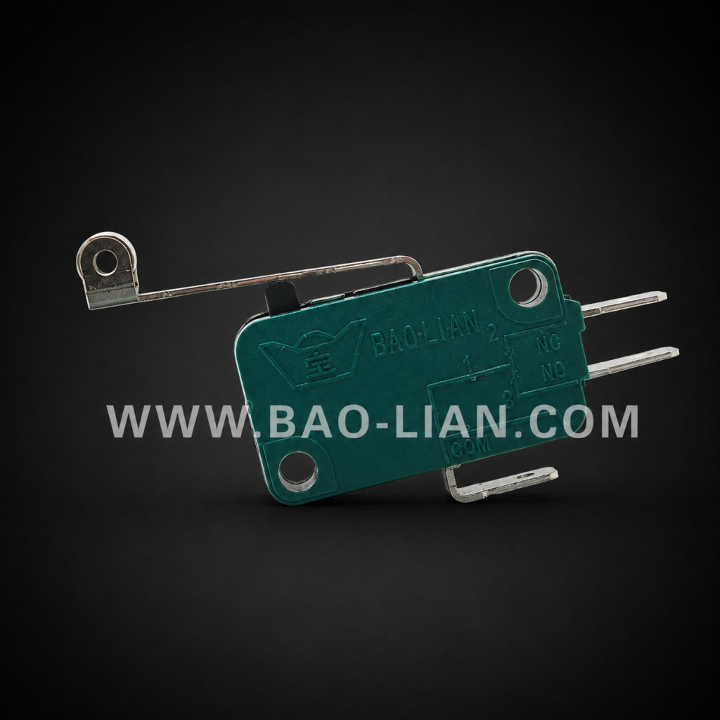Green 3 Terminal Roller Lever Microswitch (Long / Short Lever)