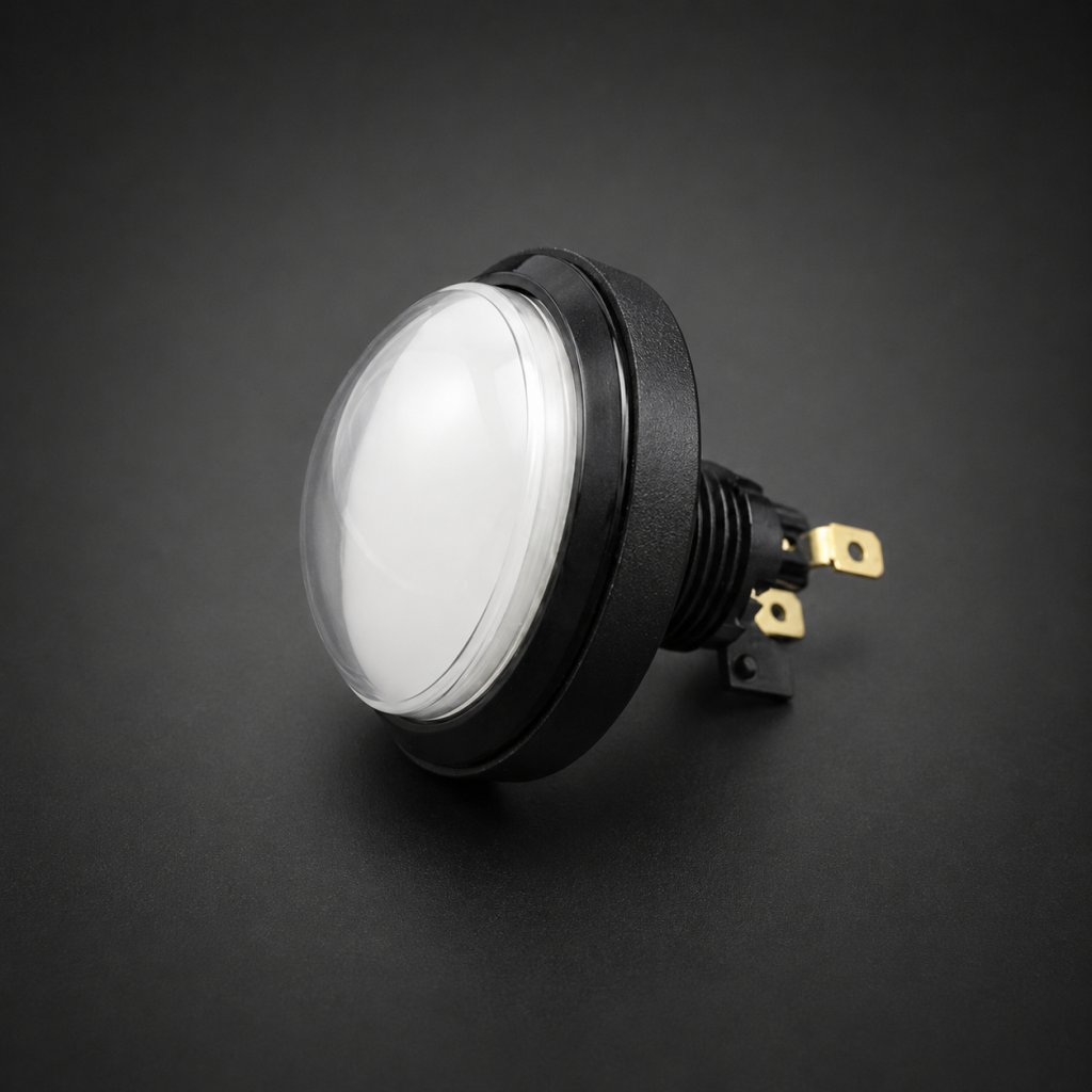 Large Convex LED Arcade Button with Black Flat Body