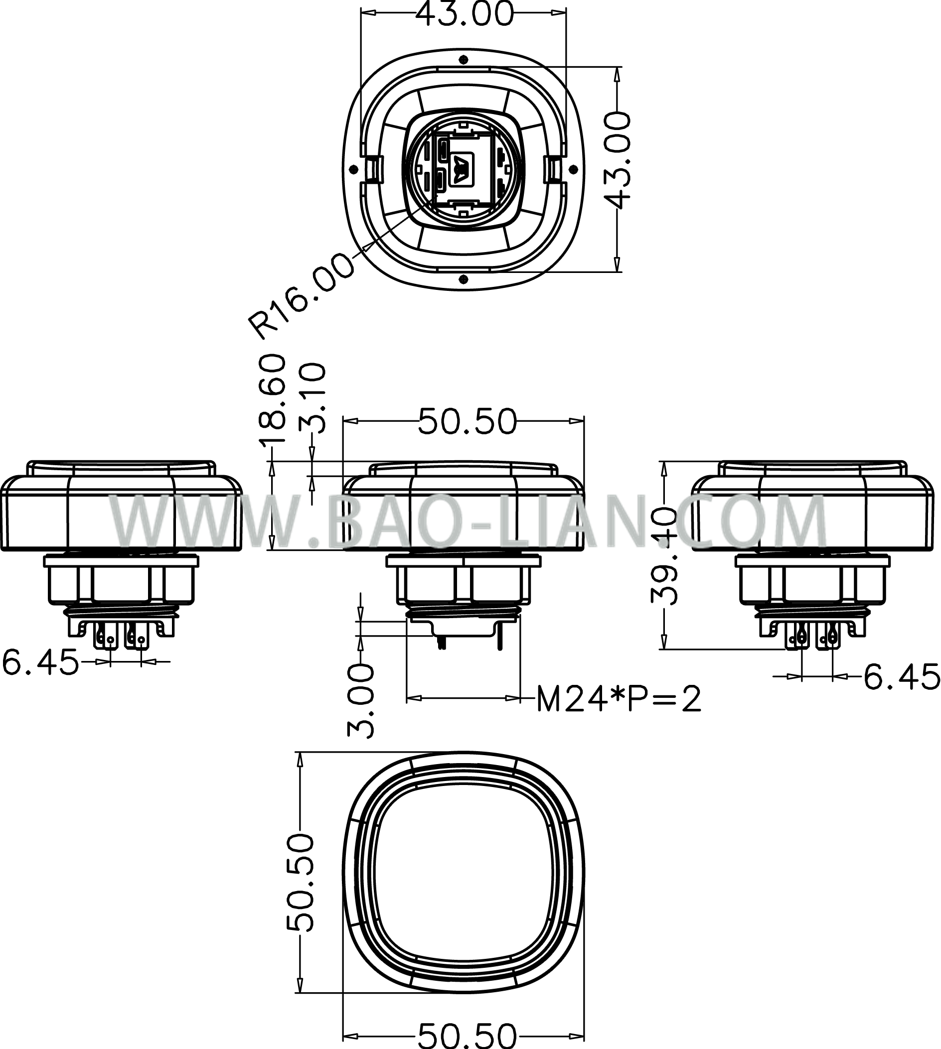 中号双色带灯按钮组装图