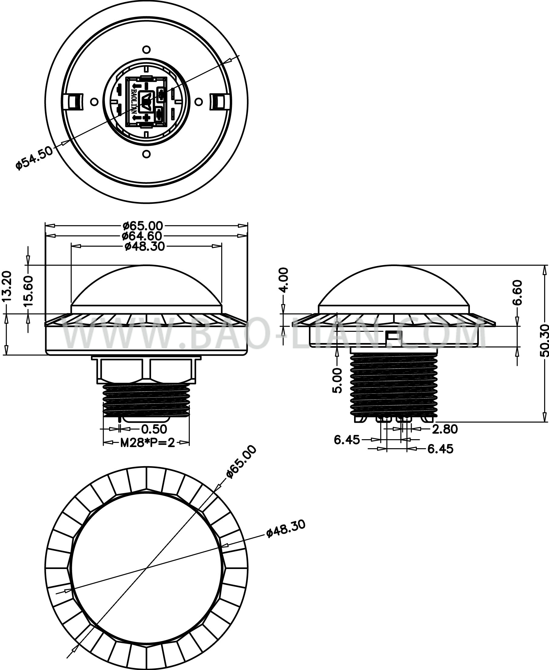 棱角型大号（54mm）带灯按钮Ⅱ-透明组装图_副本