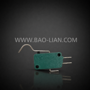 Green 3 Terminal Microswitch with Long Curve Lever
